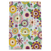 Retro Groovy Flowers Medium Cadeauzakje (Achterkant)