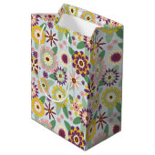 Retro Groovy Flowers Medium Cadeauzakje (Achterkant Gekanteld)