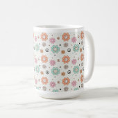 Retro Groovy Flowers & Peace Signs Koffie Mok (Voorkant rechts)