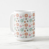 Retro Groovy Flowers & Peace Signs Koffie Mok (Voorkant links)