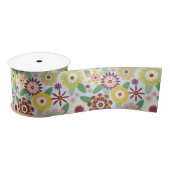 Retro Groovy Flowers Satijnen Lint (Spoel)