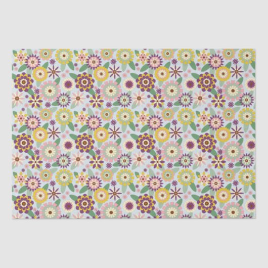 Retro Groovy Flowers Tissuepapier (Voorkant)