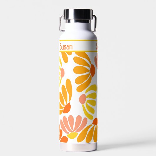 Retro  Groovy Flowers Waterfles (Voorkant)