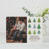 Retro Groovy-foto kerstbomen Kaart (Staand voorkant)