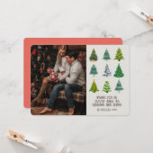 Retro Groovy-foto kerstbomen Kaart (Voorkant / Achterkant in situ)