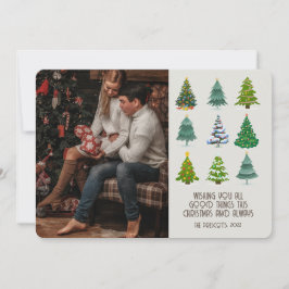 Retro Groovy-foto kerstbomen Kaart