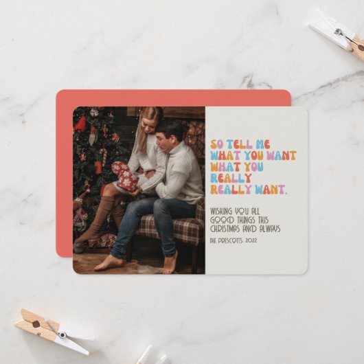 Retro Groovy Foto Kerstmis Funny Sayings Kaart (Voorkant / Achterkant in situ)