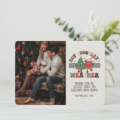 Retro Groovy-foto met kerst, warm chocoladeweer Kaart (Staand voorkant)