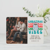 Retro Groovy Foto met kerstvibes Santa Kaart (Staand voorkant)