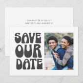 Retro Groovy Foto Save the Date Fun Vet (Voorkant / Achterkant)