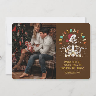 Retro Groovy-fotoserie met kerstcadeautjes Kaart