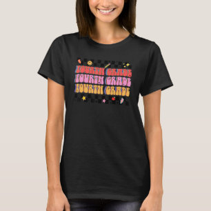 Retro Groovy Fourth Grade Fun Team 4e klas terug T-shirt