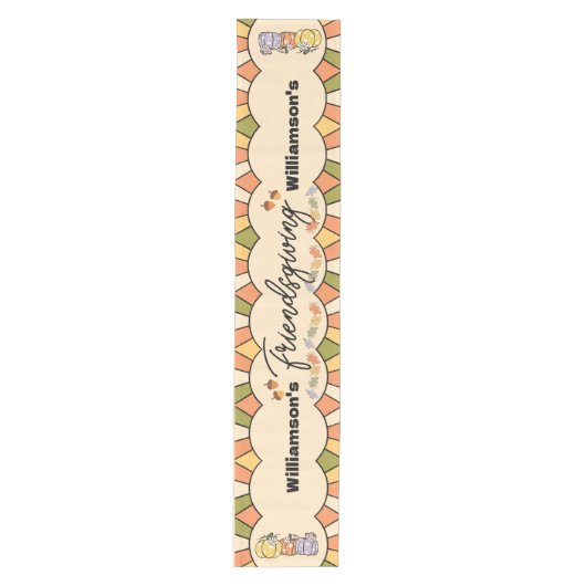 Retro Groovy Friendsgiving Tafel Runner Medium Tafelloper (Voorkant)