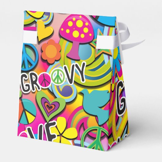 Retro Groovy FUN 60's 60's Love Birthday Party Bedankdoosjes (Achterkant)