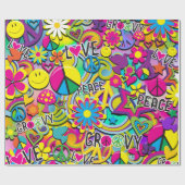 Retro Groovy FUN 60's 60's Love Birthday Party Cadeaupapier (Vlak)