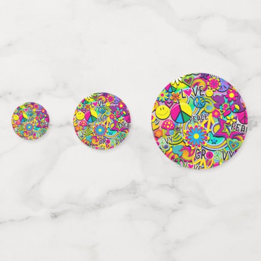 Retro Groovy FUN 60's 60's Love Birthday Party Confetti (Achterkanten)