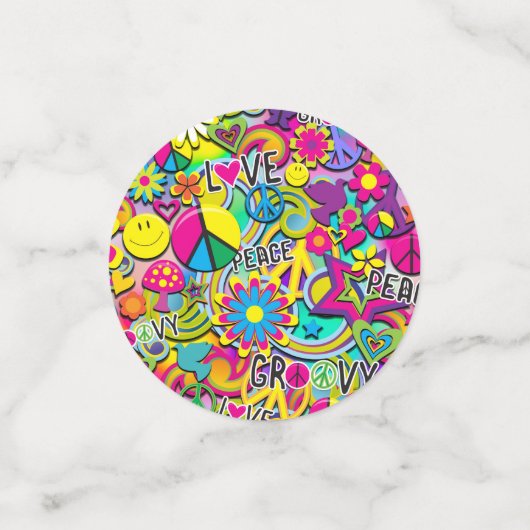 Retro Groovy FUN 60's 60's Love Birthday Party Confetti (Kleine voorkant)