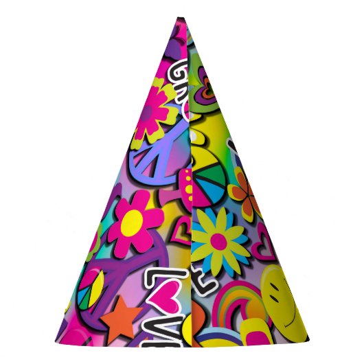 Retro Groovy FUN 60's 60's Love Birthday Party Feesthoedjes (Achterkant)