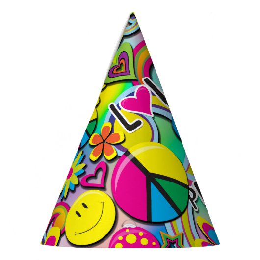 Retro Groovy FUN 60's 60's Love Birthday Party Feesthoedjes (Links)