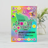 Retro Groovy FUN 60's 60's Love Birthday Party Kaart (Staand voorkant)