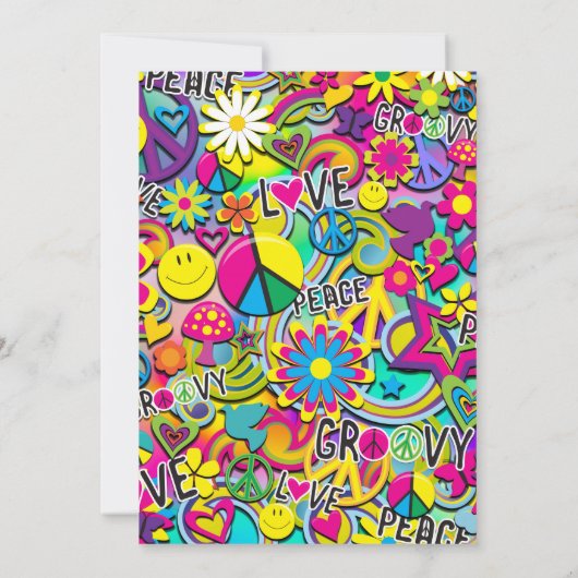 Retro Groovy FUN 60's 60's Love Birthday Party Kaart (Achterkant)