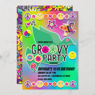 Retro Groovy FUN 60's 60's Love Birthday Party Kaart