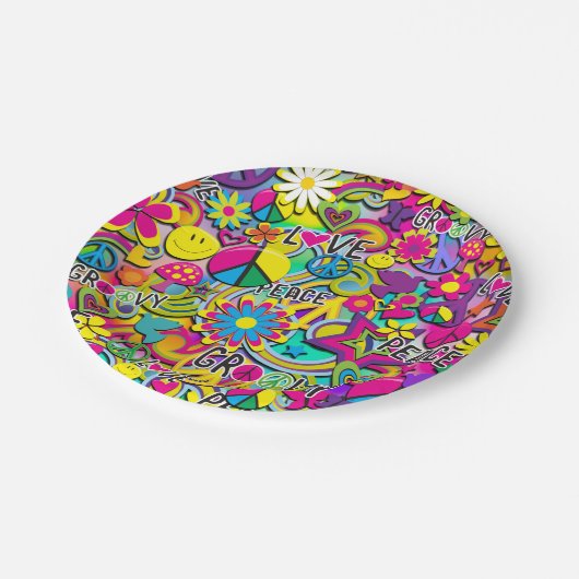 Retro Groovy FUN 60's 60's Love Birthday Party Papieren Bordje (Gekanteld)