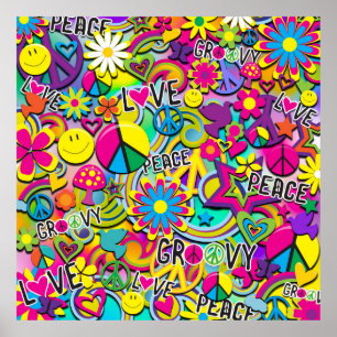 Retro Groovy FUN 60's 60's Love Birthday Party Poster