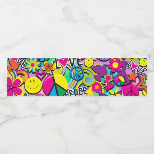 Retro Groovy FUN 60's 60's Love Birthday Party Waterfles Etiket (Enkel label)