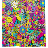 Retro Groovy FUN 60's Sixties Funky Kleurrijk Douchegordijn (Voorkant)