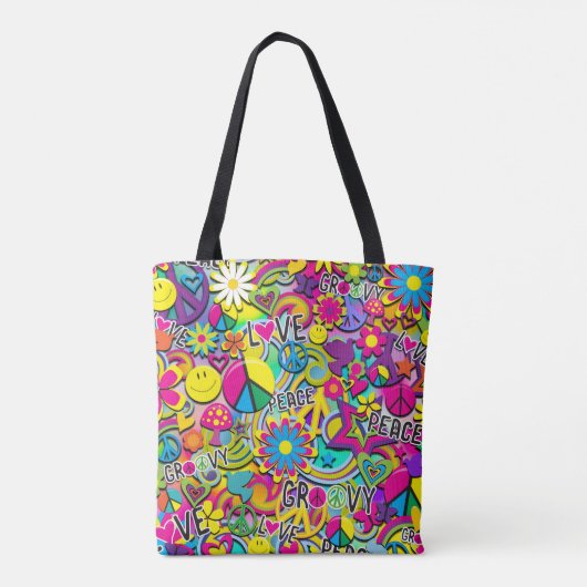 Retro Groovy FUN 60's Sixties Funky Tote Bag (Achterkant)