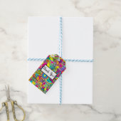 Retro Groovy FUN 60's Zestigjarige Verjaardagsfees Cadeaulabel (Met Touw)