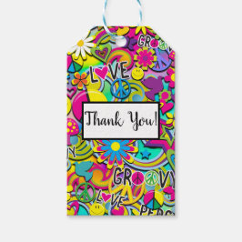 Retro Groovy FUN 60's Zestigjarige Verjaardagsfees Cadeaulabel