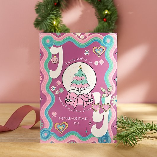 Retro Groovy Fun Pink JOY Kerstgroet