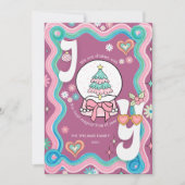 Retro Groovy Fun Pink JOY Kerstgroet (Voorkant)