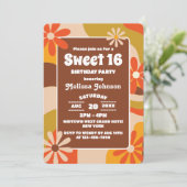 Retro Groovy Funky Kleurrijke Hippie Bloem Zoet 16 Kaart (Staand voorkant)