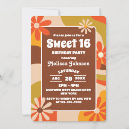 Retro Groovy Funky Kleurrijke Hippie Bloem Zoet 16 Kaart