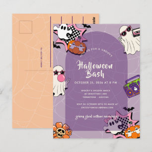 Retro Groovy Geesten Halloween Feest Briefkaart