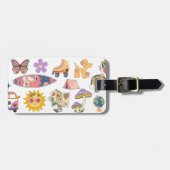 Retro Groovy Geïllustreerd  Bagagelabel (Voorkant horizontaal)