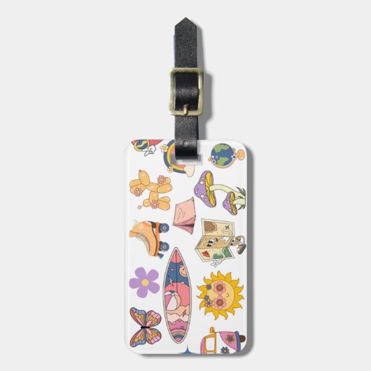 Retro Groovy Geïllustreerd  Bagagelabel (Voorkant verticaal)