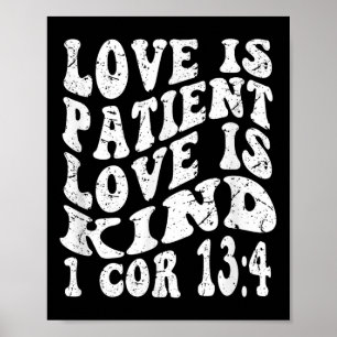 Retro Groovy Geloof 1 Korintiërs 13 4 Liefde is Pa Poster