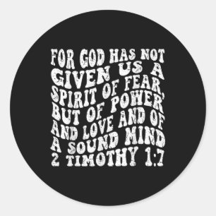 Retro Groovy Geloof 2 Timotheüs 1 7 Want God heeft Ronde Sticker