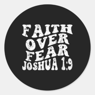 Retro Groovy Geloof Jozua 1 9 Geloof over Angst Ch Ronde Sticker
