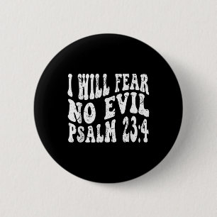 Retro Groovy Geloof Psalm 23 4 Ik zal geen kwaad v Ronde Button 5,7 Cm