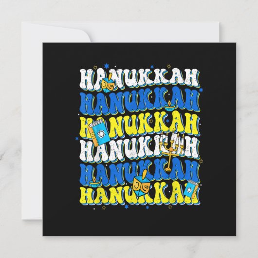 Retro Groovy Gelukkig Hanukkah Chanukka Joods Fees Kaart (Voorkant)
