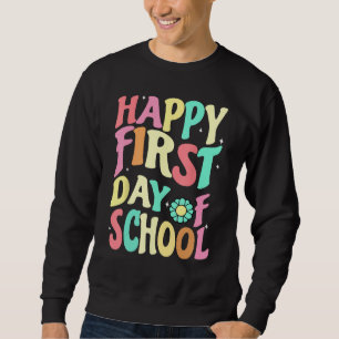 Retro Groovy Gelukkige Eerste Dag Van School Leraa Trui