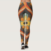 Retro Groovy Geometrische Oranje Bloemen Leggings (Achterkant)