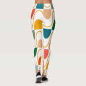 Retro Groovy Geometrische Oranje Leuke Leggings (Achterkant)