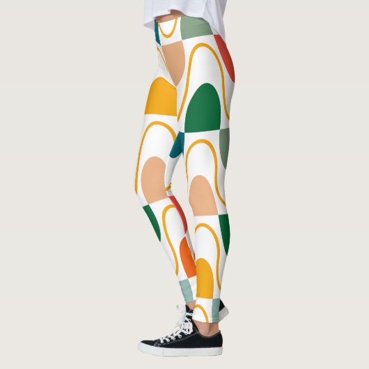 Retro Groovy Geometrische Oranje Leuke Leggings (Links)