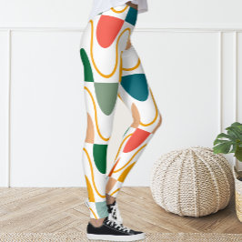 Retro Groovy Geometrische Oranje Leuke Leggings
